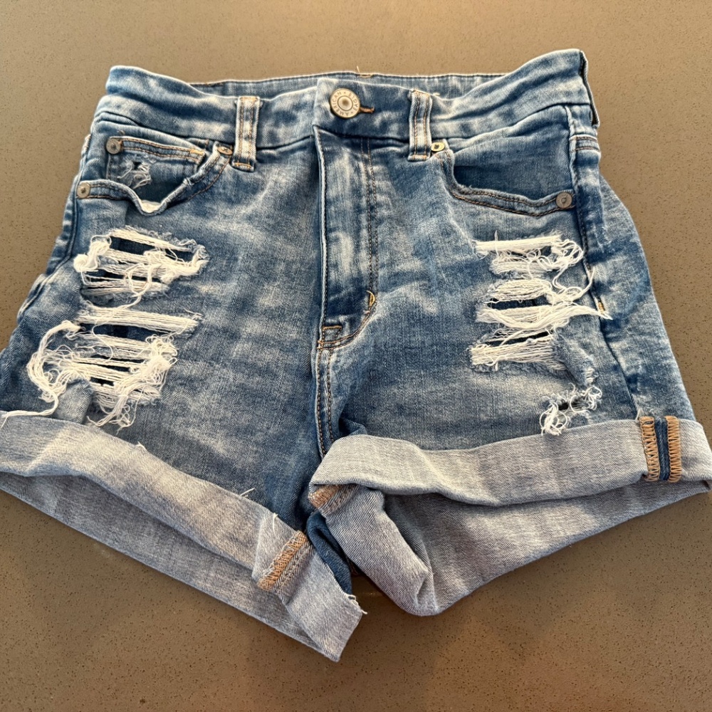 American Eagle Curvy Hi-Rise Shortie Jeans Shorts